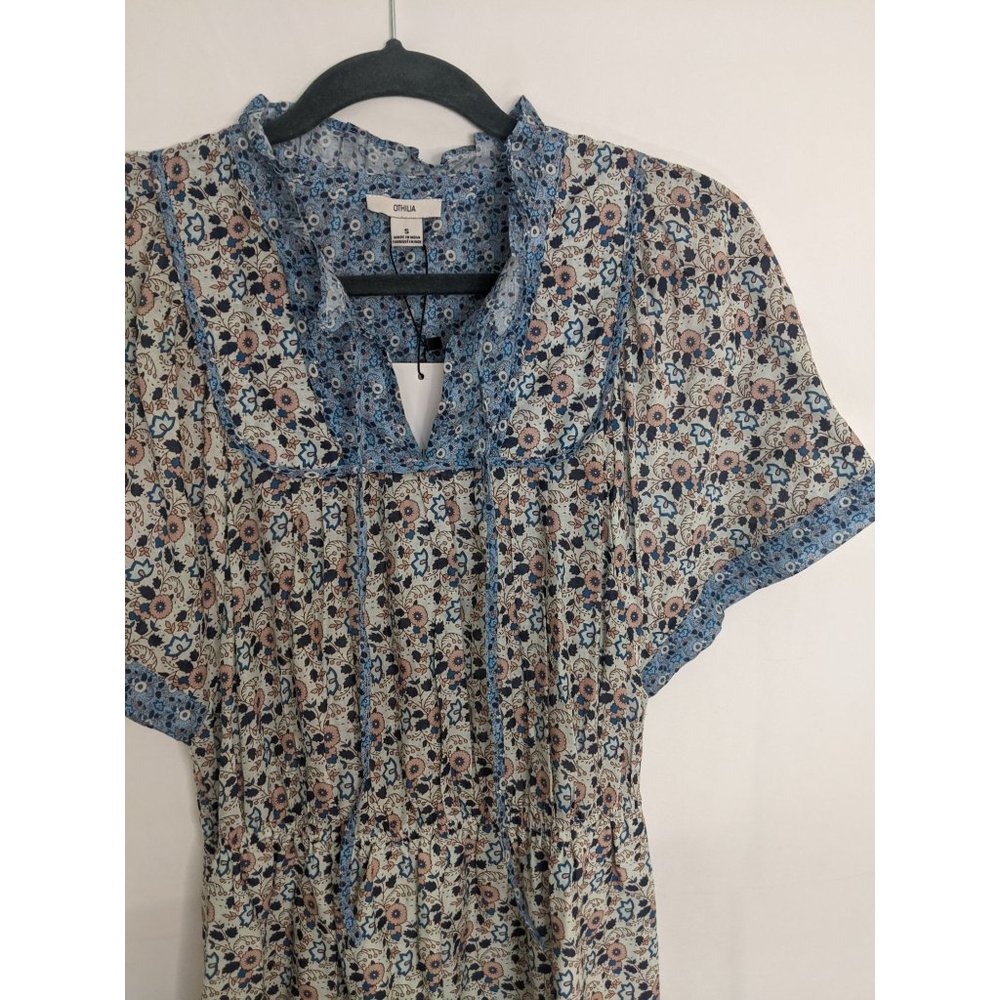NWT Anthropologie Othilia Titania Flounced Maxi Dress S Blue - Picture 4 of 11